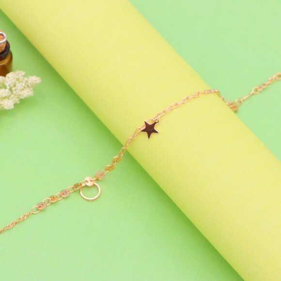 "Rose Gold Anklet with Star & Charm Accents, XPAL1034 - Picture 5 of 12